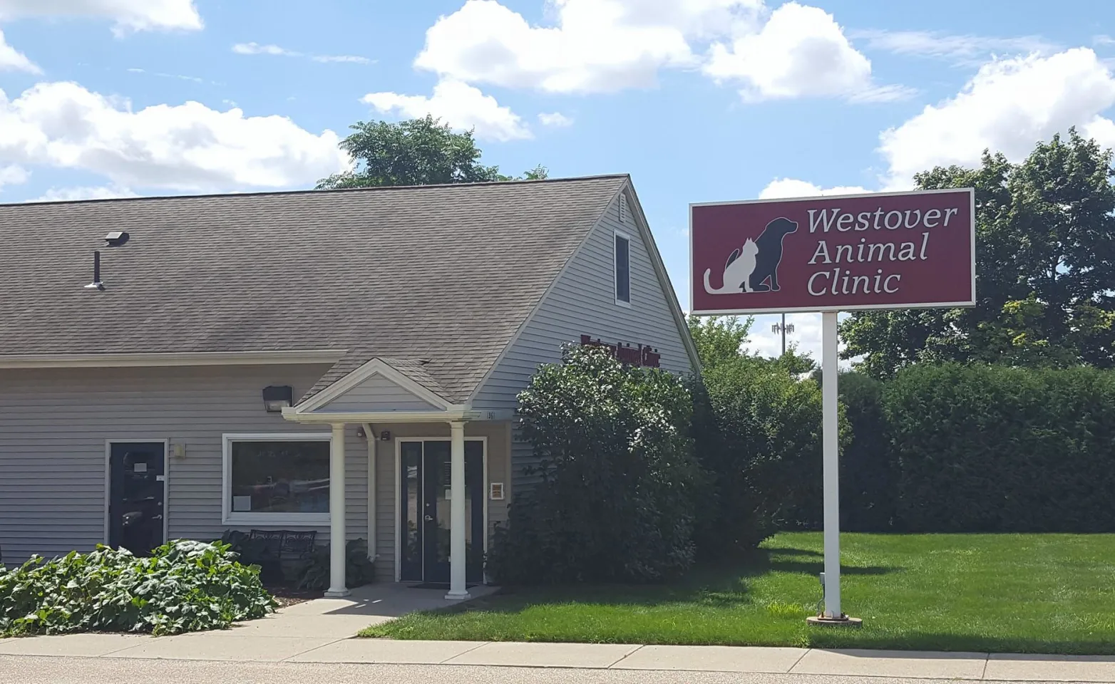 Westover Animal Clinic front entrance and sign